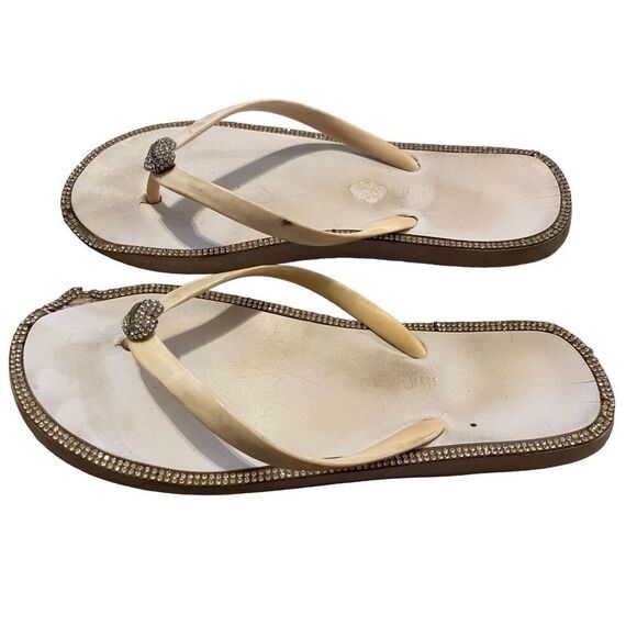 Juicy Couture Rhinestone Embellished Flip Flops Sandals Beach Coastal - Picture 4 of 6